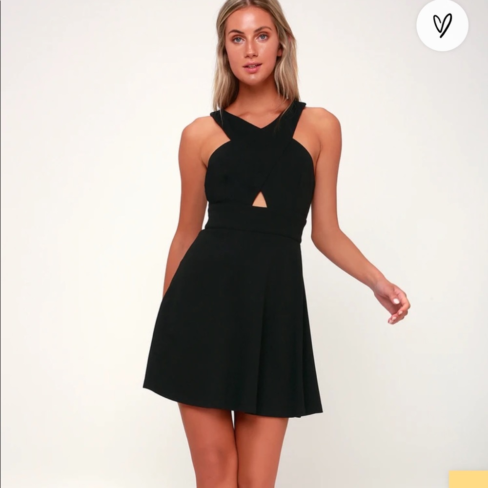 NWT Lulu’s “So Sophisticated Black Cutout Skater
Dress”